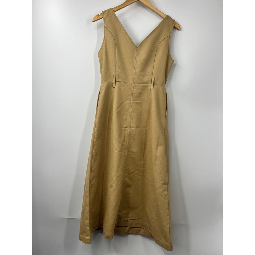 MOUSSY‎ Women's V Neck Belted Waist Denim Dress Sleeveless Solid Khaki Size S 1 - Picture 7 of 9